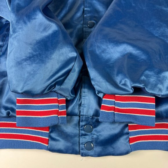 VTG 90s Chalkline NFL New York Giants Satin Jacket Adult Medium Blue Button Snap - Picture 3 of 13